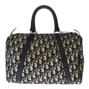 Christian Dior Trotter Pattern Hand Bag Canvas Le
